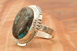 Genuine Boulder Turquoise Sterling Silver Ring